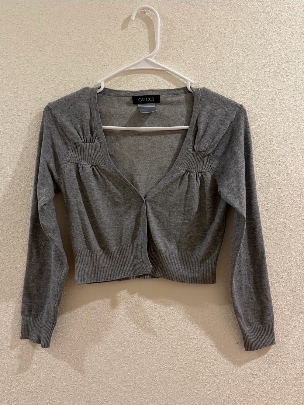 Gucci Gray Cropped Knit Cardigan